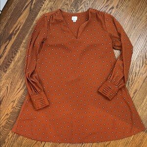 Orange Long Sleeve Dress with Pattern